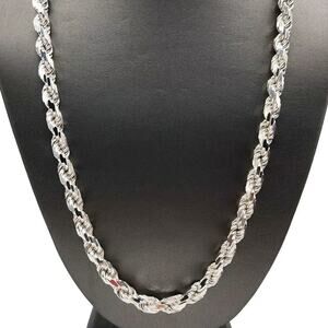925 Sterling Silver Rope Chain Necklace 22"